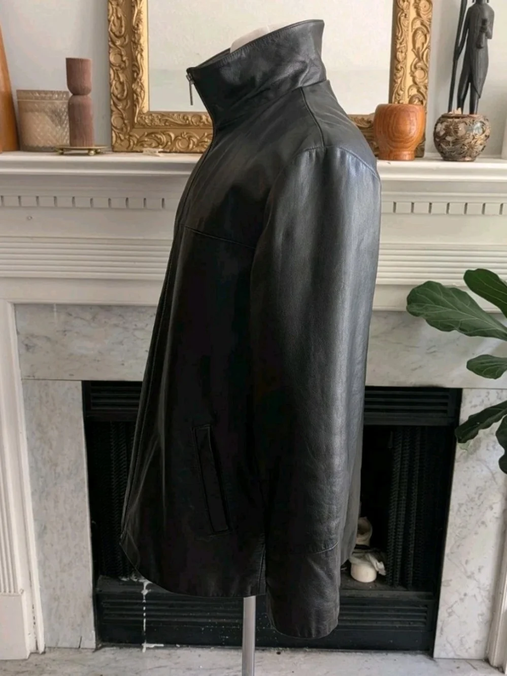 Vintage 90s Y2K Wilsons Pelle Studio Black Leather Jacket Sz M Matrix Minimalist